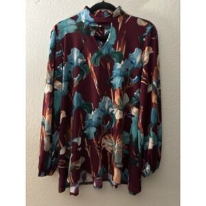 Dennis Basso Size L Multicolored Long Sleeved Dress (A466)